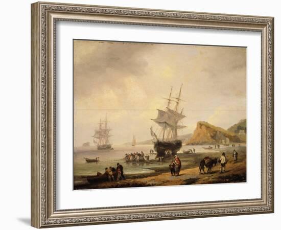 Fishing Scene, Teignmouth Beach and the Ness, 1831-Thomas Luny-Framed Giclee Print