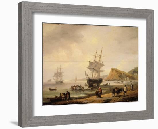 Fishing Scene, Teignmouth Beach and the Ness, 1831-Thomas Luny-Framed Giclee Print