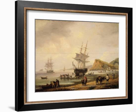 Fishing Scene, Teignmouth Beach and the Ness, 1831-Thomas Luny-Framed Giclee Print