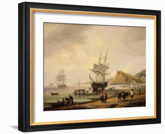 Fishing Scene, Teignmouth Beach and the Ness, 1831-Thomas Luny-Framed Giclee Print