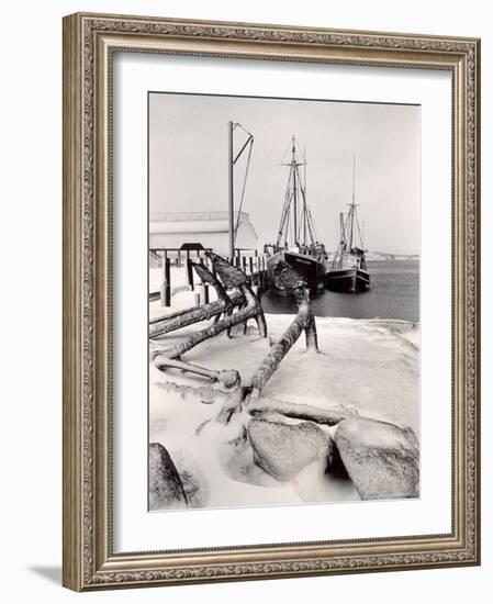 Fishing Ships Anchored at Dock During Winter on Martha's Vineyard-Alfred Eisenstaedt-Framed Photographic Print