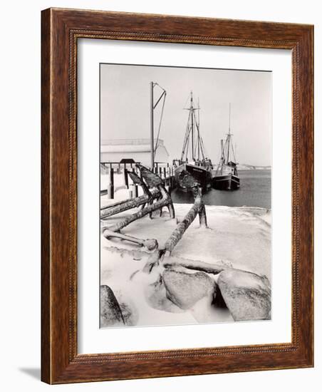 Fishing Ships Anchored at Dock During Winter on Martha's Vineyard-Alfred Eisenstaedt-Framed Photographic Print