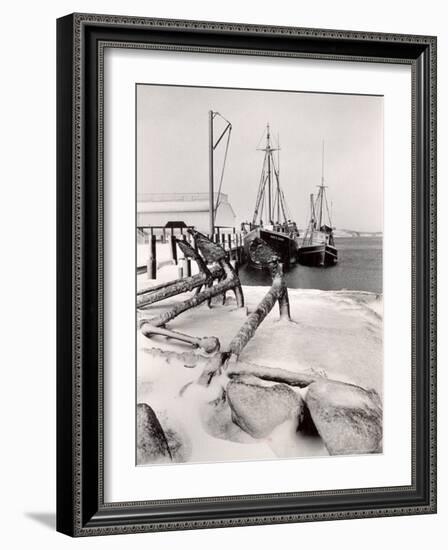 Fishing Ships Anchored at Dock During Winter on Martha's Vineyard-Alfred Eisenstaedt-Framed Photographic Print