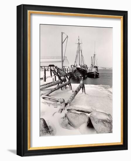 Fishing Ships Anchored at Dock During Winter on Martha's Vineyard-Alfred Eisenstaedt-Framed Photographic Print