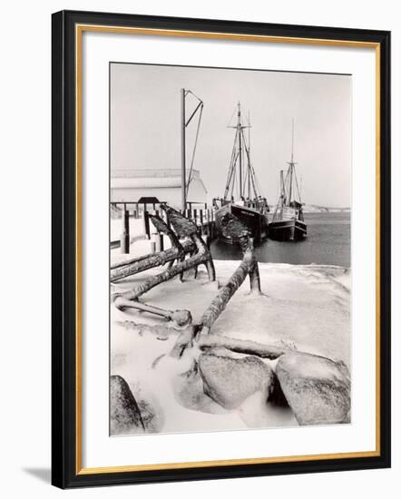 Fishing Ships Anchored at Dock During Winter on Martha's Vineyard-Alfred Eisenstaedt-Framed Photographic Print