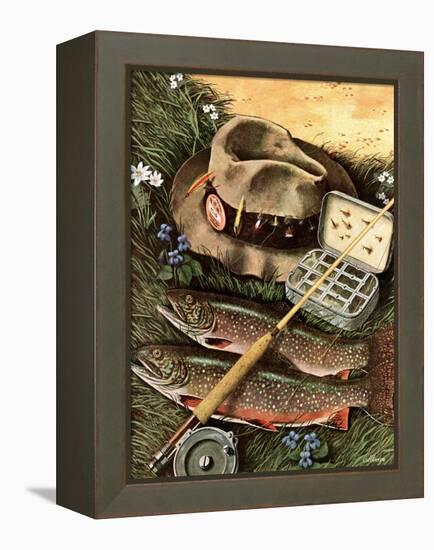 "Fishing Still Life," April 15, 1944-John Atherton-Framed Premier Image Canvas