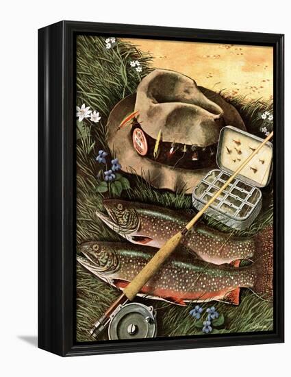 "Fishing Still Life," April 15, 1944-John Atherton-Framed Premier Image Canvas