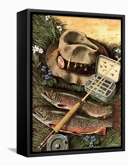 "Fishing Still Life," April 15, 1944-John Atherton-Framed Premier Image Canvas