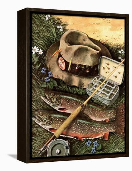 "Fishing Still Life," April 15, 1944-John Atherton-Framed Premier Image Canvas