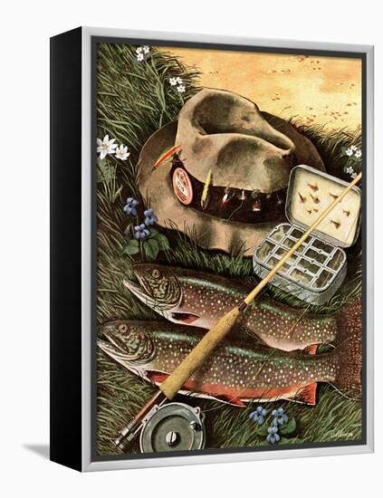 "Fishing Still Life," April 15, 1944-John Atherton-Framed Premier Image Canvas