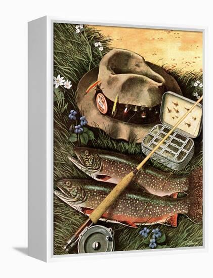 "Fishing Still Life," April 15, 1944-John Atherton-Framed Premier Image Canvas