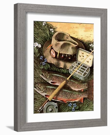 "Fishing Still Life," April 15, 1944-John Atherton-Framed Giclee Print