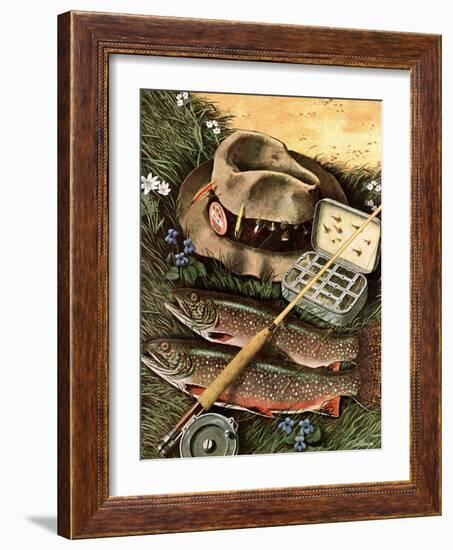 "Fishing Still Life," April 15, 1944-John Atherton-Framed Giclee Print