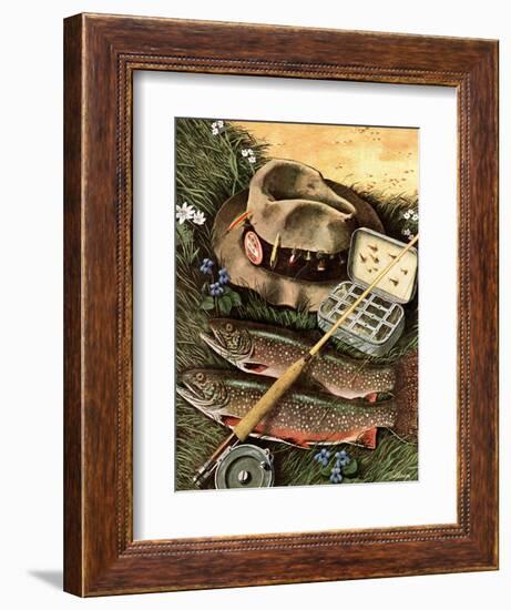 "Fishing Still Life," April 15, 1944-John Atherton-Framed Giclee Print