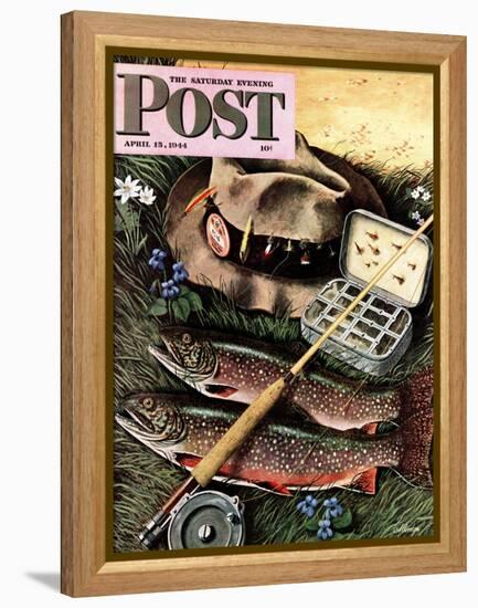 "Fishing Still Life," Saturday Evening Post Cover, April 15, 1944-John Atherton-Framed Premier Image Canvas