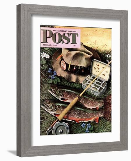 "Fishing Still Life," Saturday Evening Post Cover, April 15, 1944-John Atherton-Framed Giclee Print