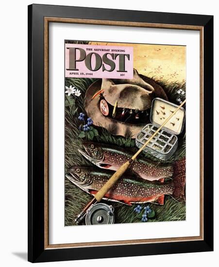 "Fishing Still Life," Saturday Evening Post Cover, April 15, 1944-John Atherton-Framed Giclee Print