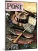 "Fishing Still Life," Saturday Evening Post Cover, April 15, 1944-John Atherton-Mounted Giclee Print