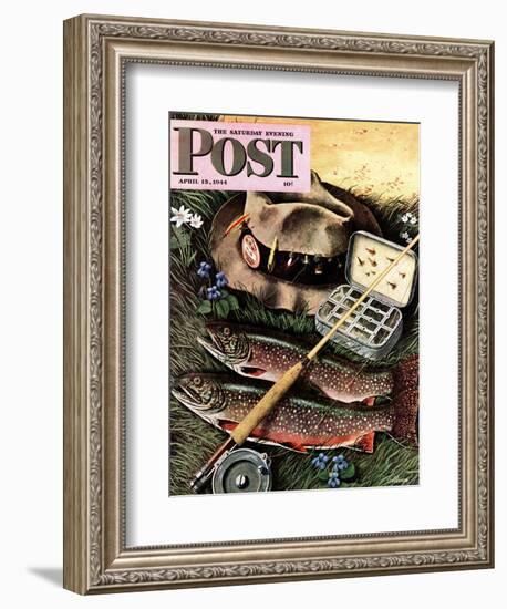 "Fishing Still Life," Saturday Evening Post Cover, April 15, 1944-John Atherton-Framed Giclee Print