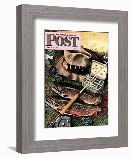 "Fishing Still Life," Saturday Evening Post Cover, April 15, 1944-John Atherton-Framed Giclee Print