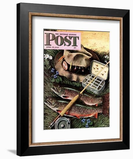 "Fishing Still Life," Saturday Evening Post Cover, April 15, 1944-John Atherton-Framed Giclee Print