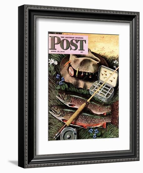 "Fishing Still Life," Saturday Evening Post Cover, April 15, 1944-John Atherton-Framed Giclee Print