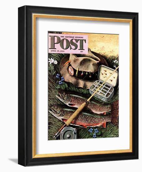 "Fishing Still Life," Saturday Evening Post Cover, April 15, 1944-John Atherton-Framed Giclee Print