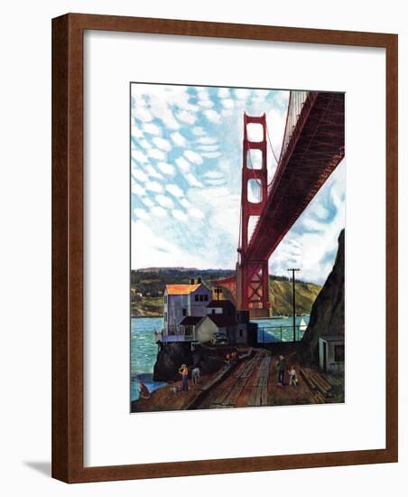 "Fishing Under the Golden Gate", November 16, 1957-John Falter-Framed Premium Giclee Print
