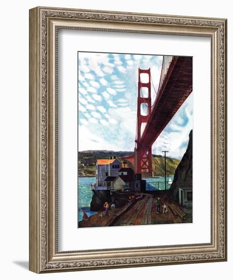 "Fishing Under the Golden Gate", November 16, 1957-John Falter-Framed Giclee Print