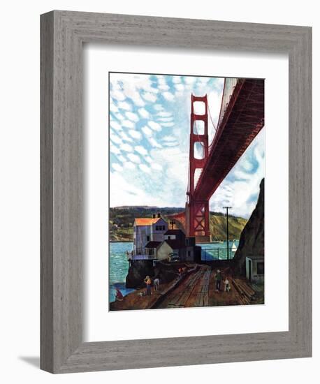 "Fishing Under the Golden Gate", November 16, 1957-John Falter-Framed Giclee Print