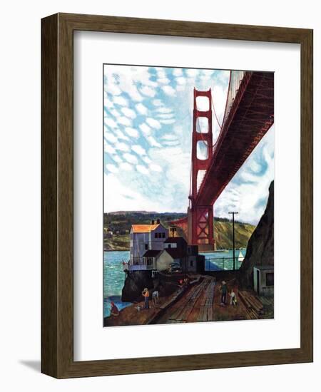 "Fishing Under the Golden Gate", November 16, 1957-John Falter-Framed Giclee Print