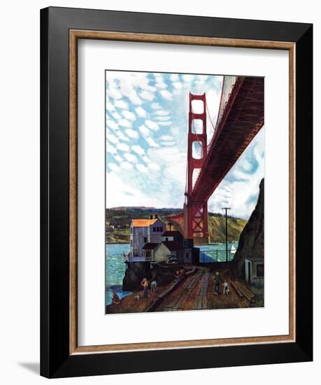 "Fishing Under the Golden Gate", November 16, 1957-John Falter-Framed Giclee Print