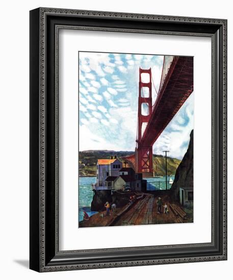 "Fishing Under the Golden Gate", November 16, 1957-John Falter-Framed Giclee Print