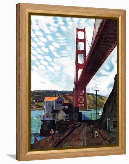 "Fishing Under the Golden Gate", November 16, 1957-John Falter-Framed Premier Image Canvas