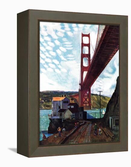 "Fishing Under the Golden Gate", November 16, 1957-John Falter-Framed Premier Image Canvas