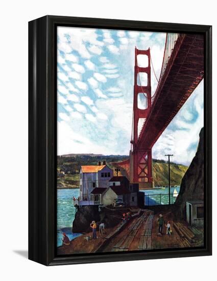 "Fishing Under the Golden Gate", November 16, 1957-John Falter-Framed Premier Image Canvas