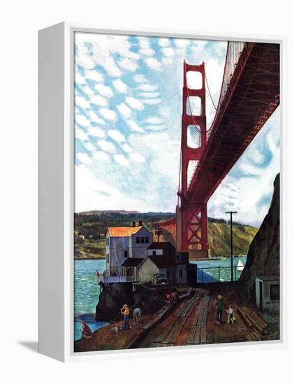 "Fishing Under the Golden Gate", November 16, 1957-John Falter-Framed Premier Image Canvas