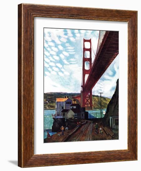 "Fishing Under the Golden Gate", November 16, 1957-John Falter-Framed Giclee Print