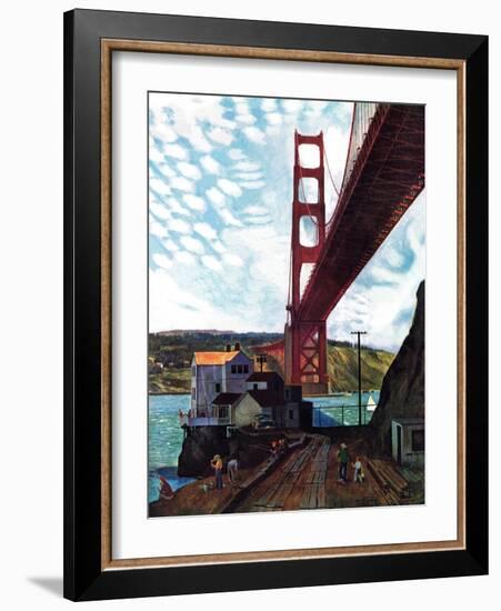 "Fishing Under the Golden Gate", November 16, 1957-John Falter-Framed Giclee Print