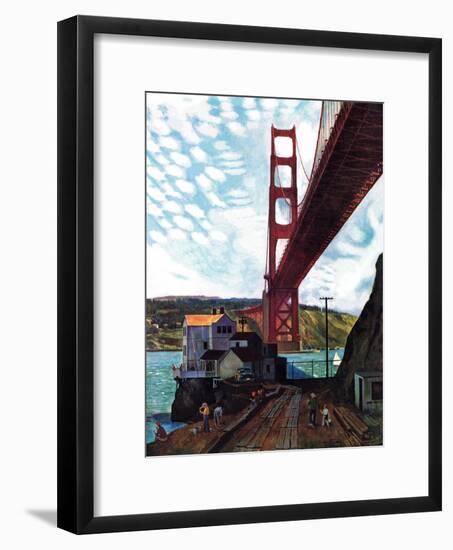 "Fishing Under the Golden Gate", November 16, 1957-John Falter-Framed Giclee Print