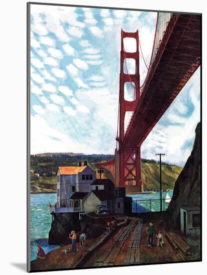 "Fishing Under the Golden Gate", November 16, 1957-John Falter-Mounted Giclee Print