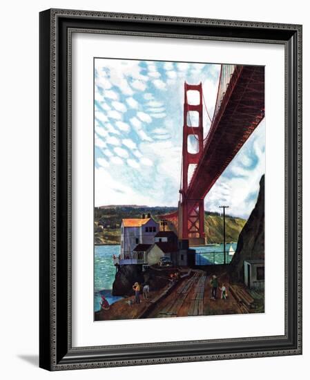 "Fishing Under the Golden Gate", November 16, 1957-John Falter-Framed Giclee Print