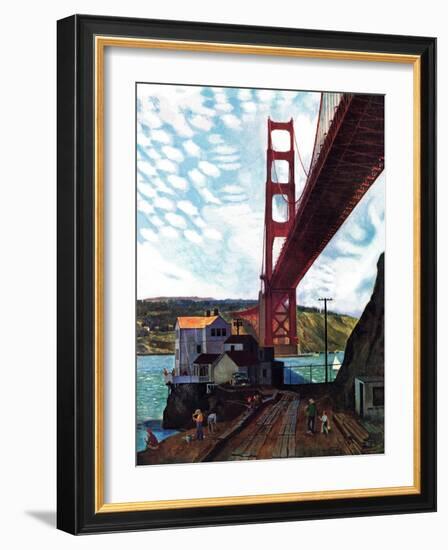 "Fishing Under the Golden Gate", November 16, 1957-John Falter-Framed Giclee Print