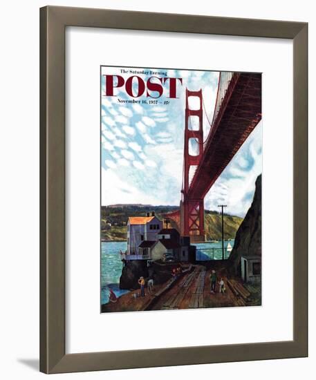 "Fishing Under the Golden Gate" Saturday Evening Post Cover, November 16, 1957-John Falter-Framed Giclee Print