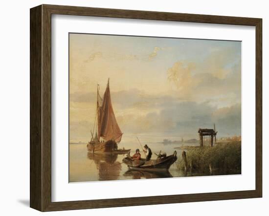 Fishing Vessels at Sunset-Cornelius Springer-Framed Giclee Print