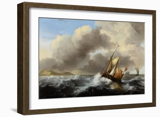 Fishing Vessels Offshore in a Heavy Sea, 1864-Ludolf Backhuysen-Framed Giclee Print