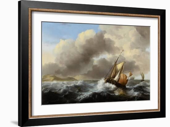 Fishing Vessels Offshore in a Heavy Sea, 1864-Ludolf Backhuysen-Framed Giclee Print