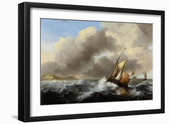 Fishing Vessels Offshore in a Heavy Sea, 1864-Ludolf Backhuysen-Framed Giclee Print