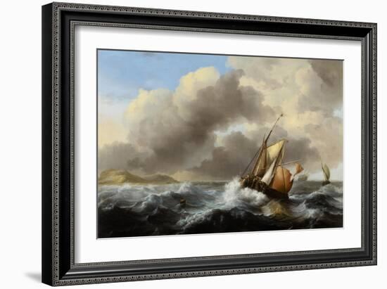 Fishing Vessels Offshore in a Heavy Sea, 1864-Ludolf Backhuysen-Framed Giclee Print