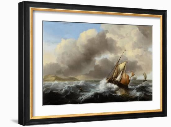 Fishing Vessels Offshore in a Heavy Sea, 1864-Ludolf Backhuysen-Framed Giclee Print